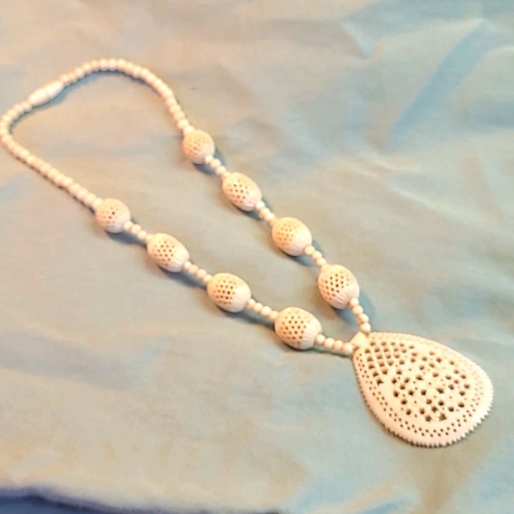 Bone beaded necklace